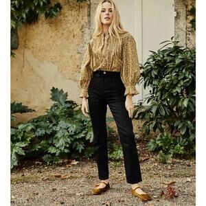 B44 Doen Lena High Rise Vintage Straight Jeans Black Womens 28 Old Money